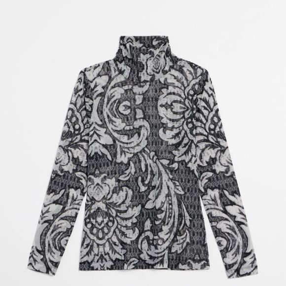 White House Black Market Mesh Burnout Turtleneck M - Picture 2 of 12